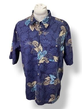 West Marine Mens Limited Edition Cotton Hawaiian Shirt VTG 90s Tropical Blue XL